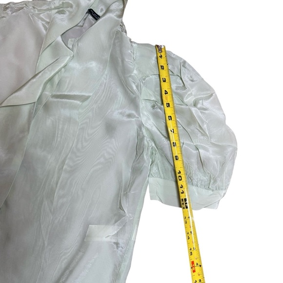 Zara| Women’s Sea Green Mint Tied Satin Blouse-Size S - Picture 10 of 11